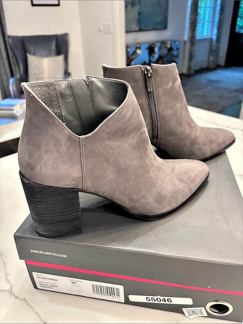 Vince Camuto VC-KATHRINA Pointed Toe Heeled Ankle Boots Gray US 8M - Picture 3 of 13